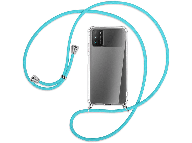 Xiaomi, mit Türkis ENERGY Umhänge-Hülle Silber / Kordel, MTB MORE Backcover, M3, Poco