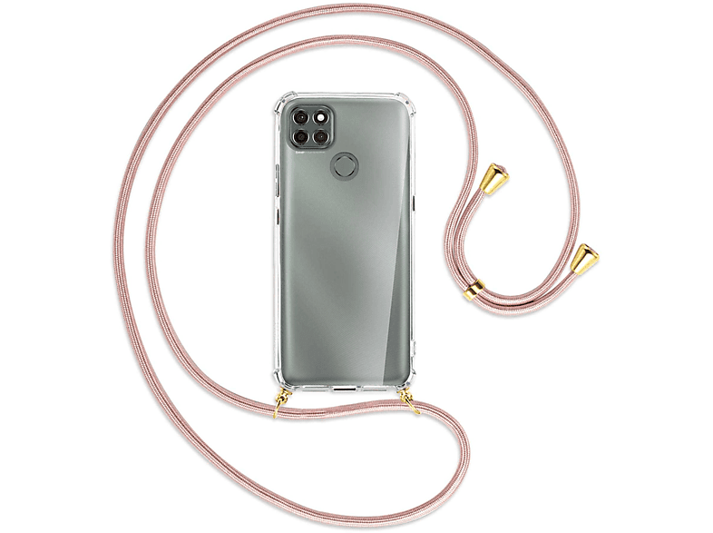 MTB MORE ENERGY Umhänge-Hülle mit Kordel, Backcover, Motorola, Moto G9 Power, Rosegold / Gold