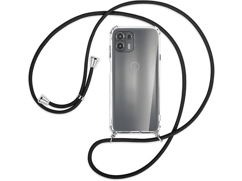 MTB MORE ENERGY Motorola, Lite, Backcover, Silber / mit Edge 20 Schwarz Umhänge-Hülle Kordel