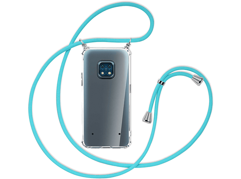 / Nokia, Umhänge-Hülle Backcover, mit Silber MORE MTB XR Kordel, Türkis 20, ENERGY