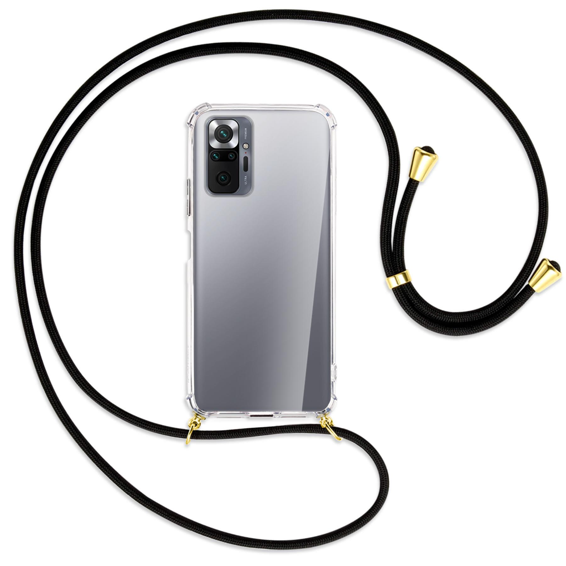 MTB Schwarz Note Xiaomi, ENERGY Pro, Umhänge-Hülle Backcover, mit 10 Gold Kordel, Redmi / MORE