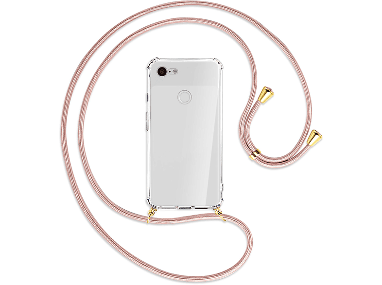 Google, ENERGY mit Umhänge-Hülle Backcover, Gold MORE Rosegold Kordel, Pixel 3 MTB XL, /