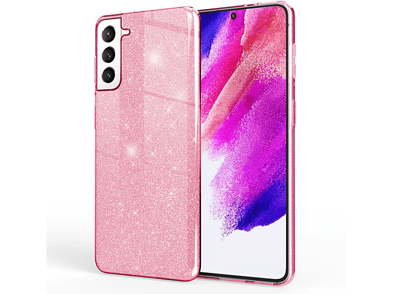 NALIA Glitzer Pink Samsung, Hülle, S21 Galaxy FE, Backcover