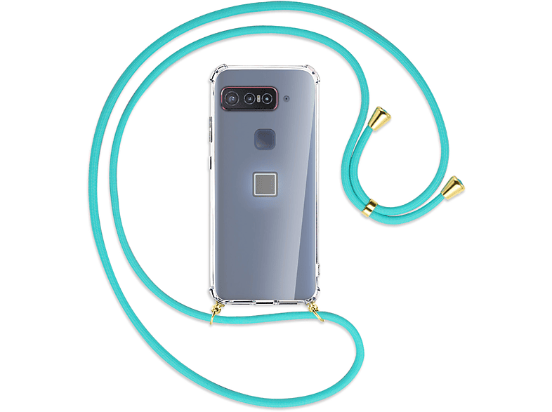 MTB MORE ENERGY Umhänge-Hülle mit Snapdragon for / Qualcomm Asus, Gold Backcover, Kordel, Türkis Smartphone Insiders
