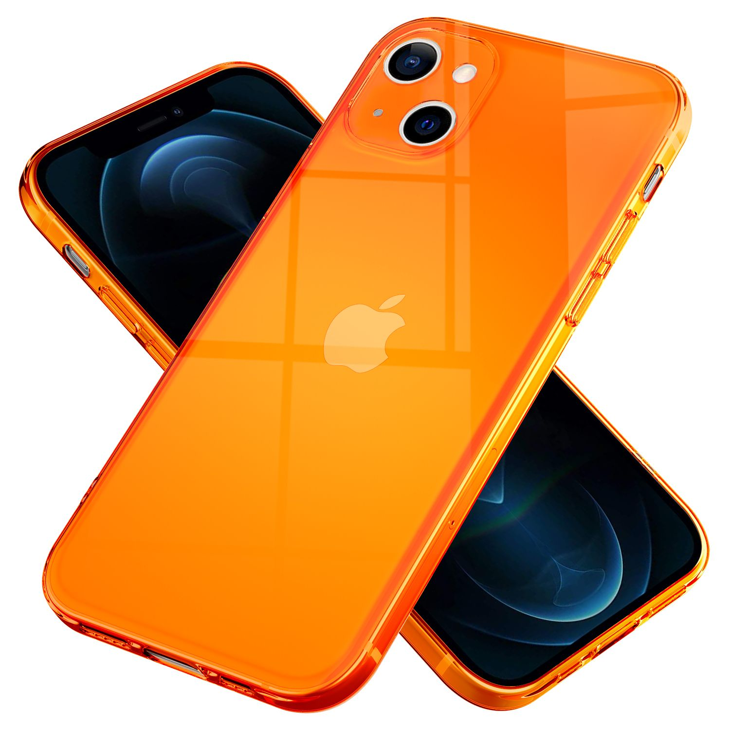 NALIA 13, Apple, Silikon Backcover, Neon iPhone Transparente Orange Hülle, Klar