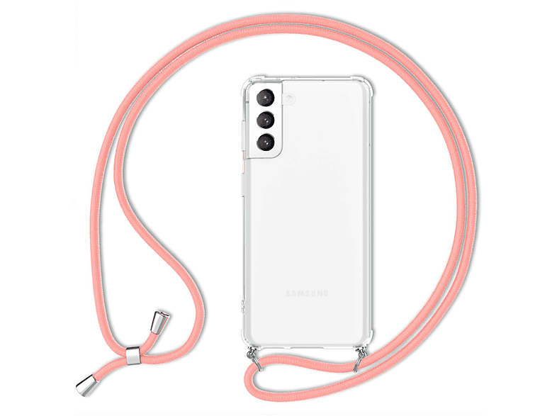 Samsung, Backcover, S21 FE, Hülle Galaxy Kette, Pink mit NALIA