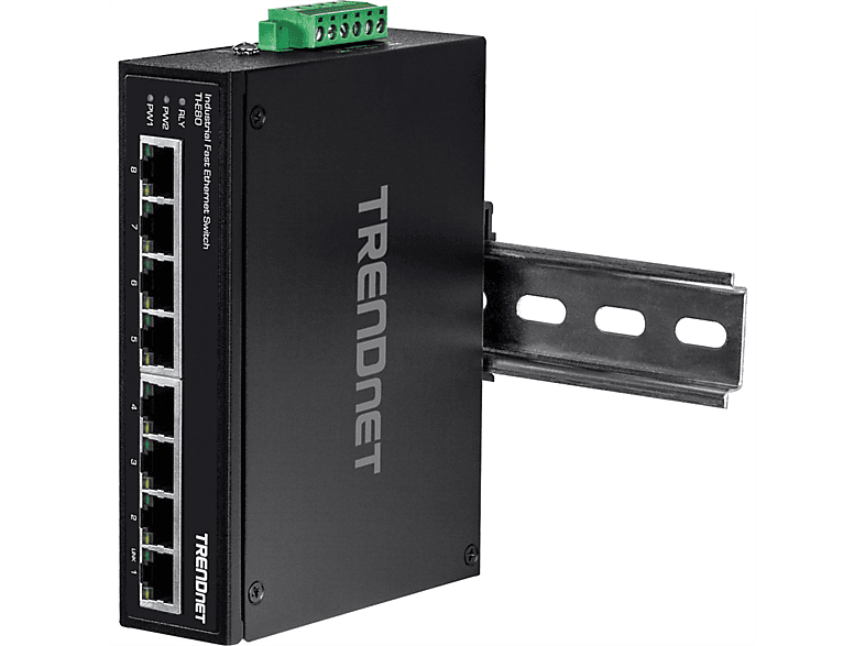 TRENDNET TI-E80 Industrial Networking Switch 8-Port Fast DIN-Rail Ethernet Industrial