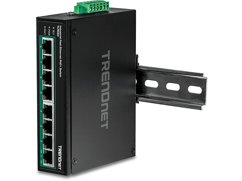 TRENDNET TI-PE80 Industrial Fast Ethernet PoE+ DIN-Rail Switch 8-Port PoE Fast Ethernet Switch