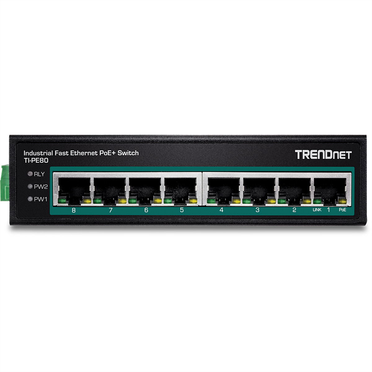 TRENDNET TI-PE80 Industrial Fast Ethernet Switch Fast DIN-Rail Ethernet PoE 8-Port PoE+ Switch