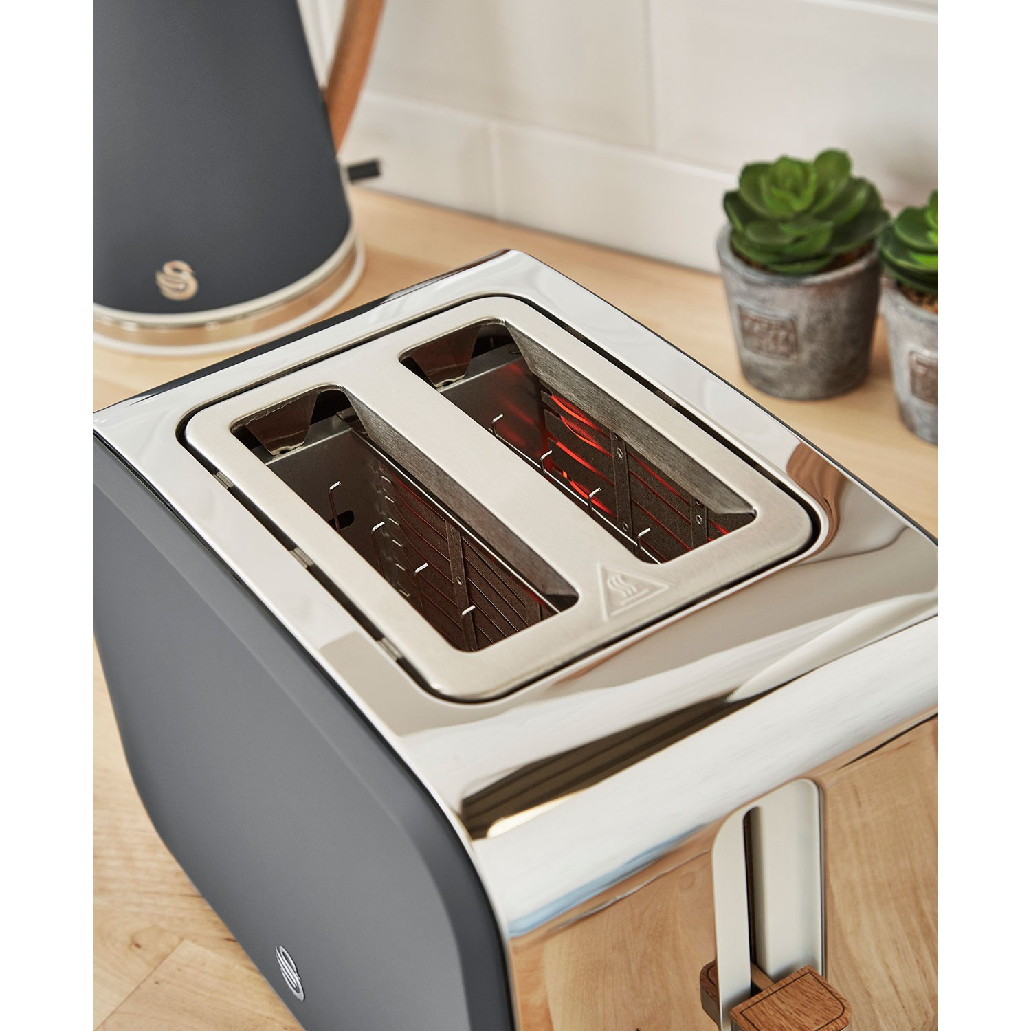 Nordic STRP1060GRYNEU Wasserkocher Grau SWAN 2) Watt, und (900 Toaster Set Schlitze: