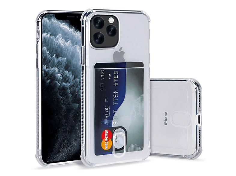 CASEONLINE Kartenhülle 2in1, Backcover, Apple, iPhone 11 Pro, Transparent