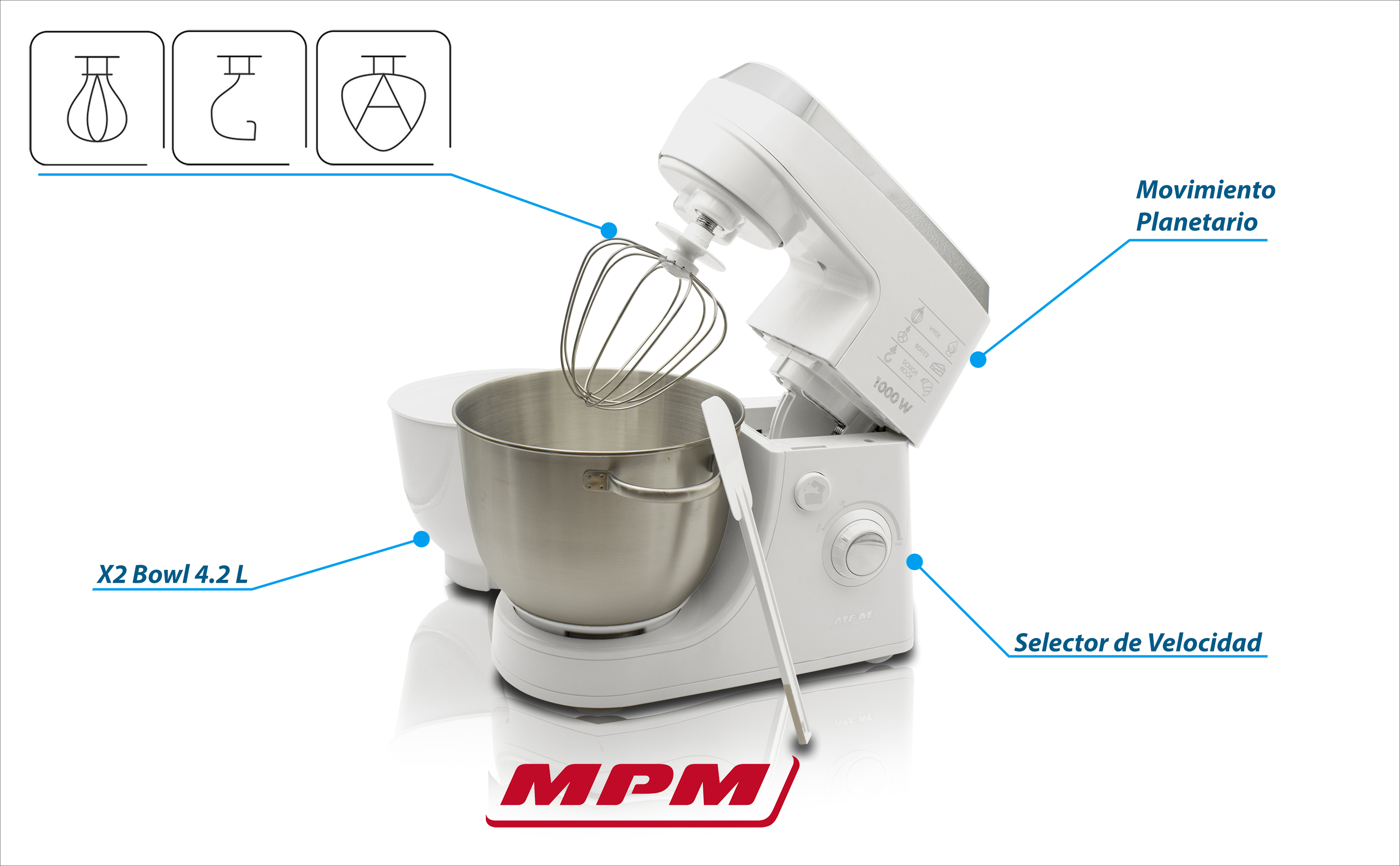 MPM MMR-12 Mixer White (1200 Watt, l) 4.2 Standmixer
