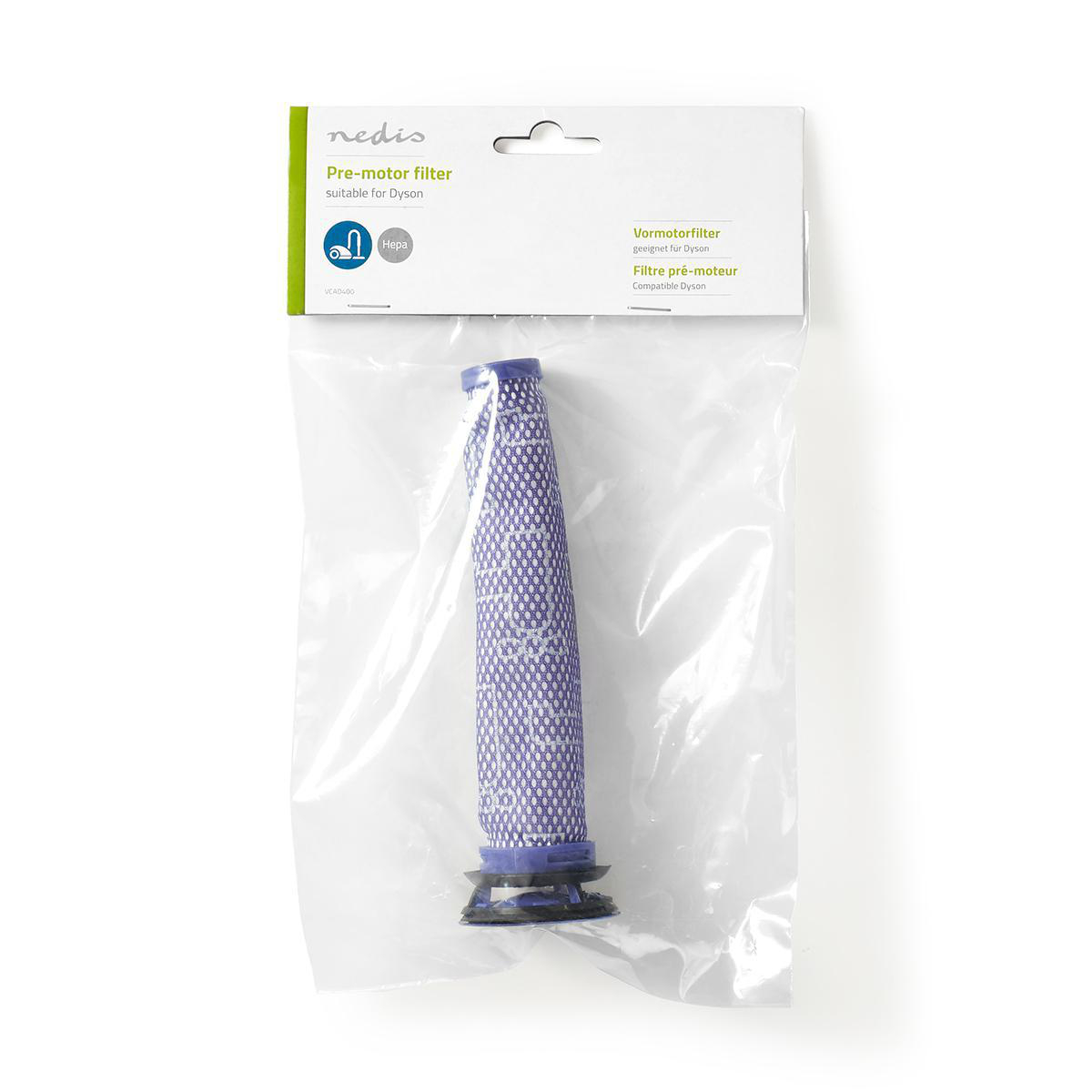 Vormotorfilter in einer transparenten Plastiktüte.