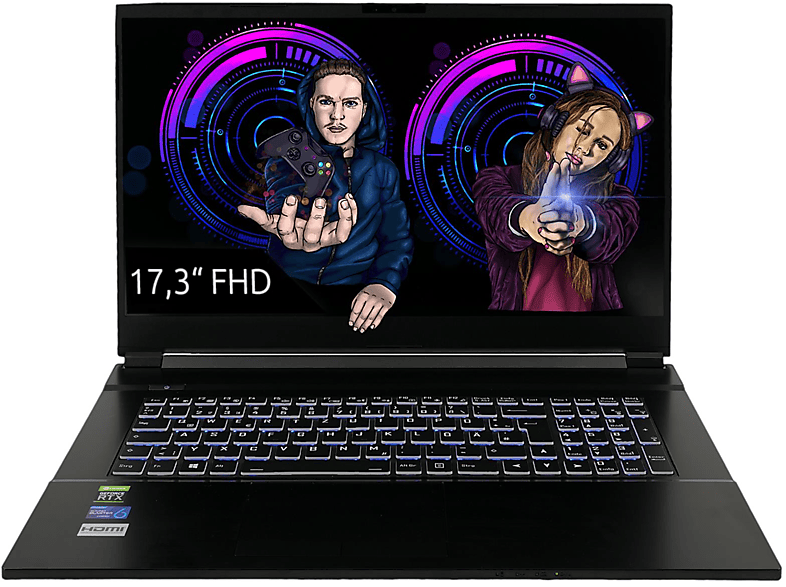 DCL24 GH7, Gaming Notebook mit 17,3 Zoll Display, Intel® Core™ i5 Prozessor, 16 GB RAM, 1000 GB SSD, RTX 3060 Mobile, Schwarz