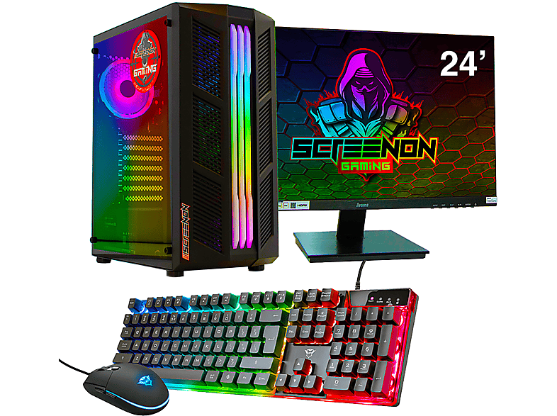 SCREENON Gamer Set Gaming Komplett PC P1, Gaming PC mit G6900