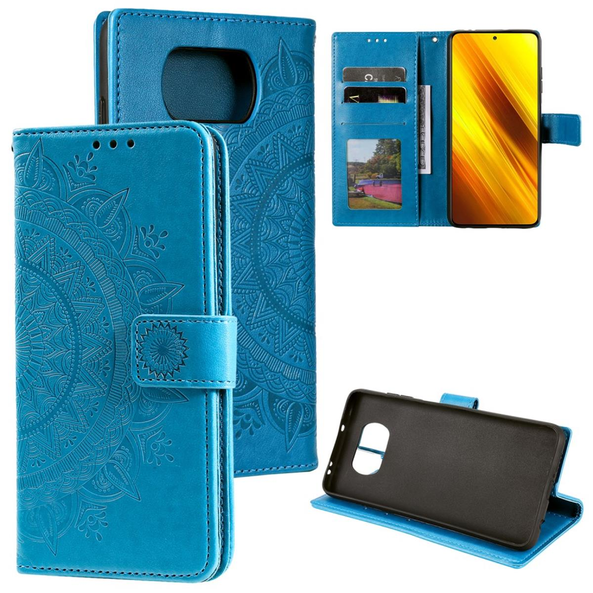 Muster, X3 Pro, mit Poco Xiaomi, Klapphülle Blau COVERKINGZ NFC/X3 Bookcover, Mandala