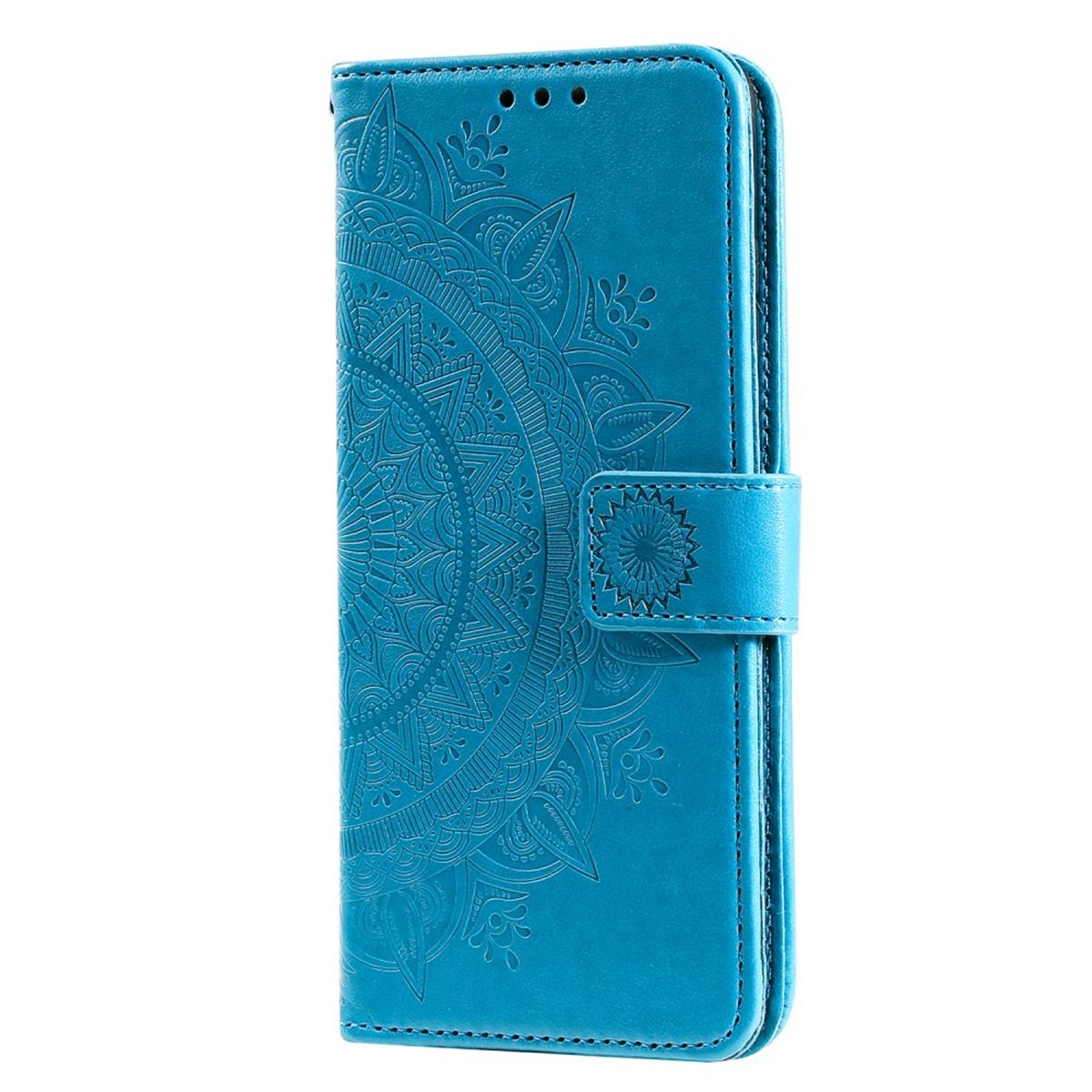 COVERKINGZ Klapphülle Blau Galaxy Mandala Muster, Bookcover, A21s, mit Samsung