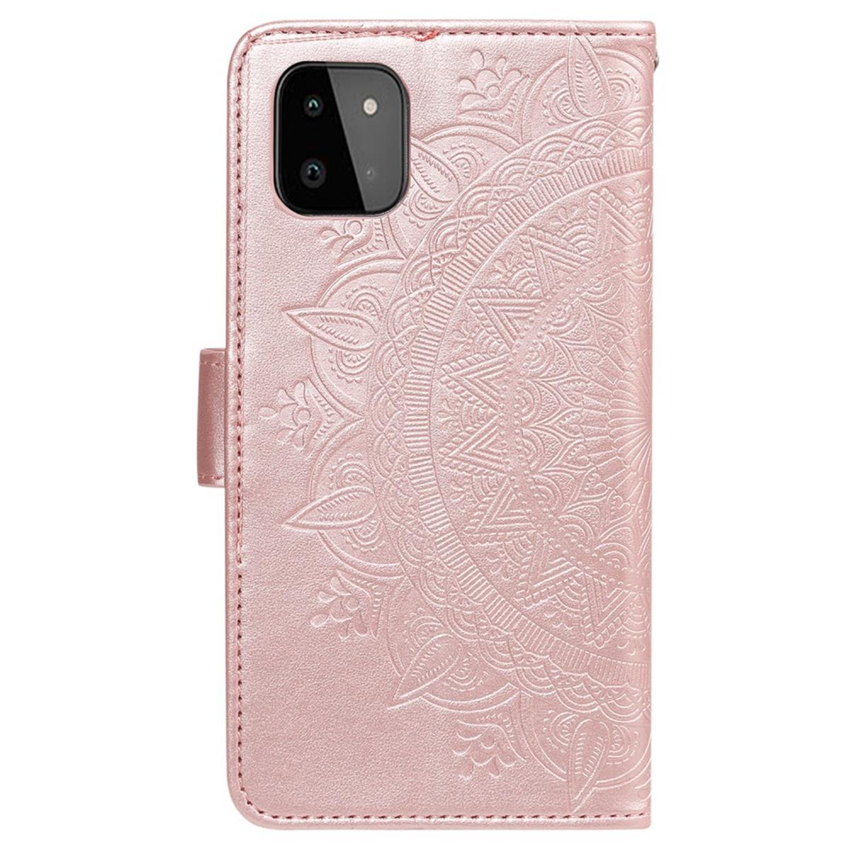 COVERKINGZ Klapphülle mit Samsung, Galaxy Roségold Bookcover, Mandala 5G, A22 Muster