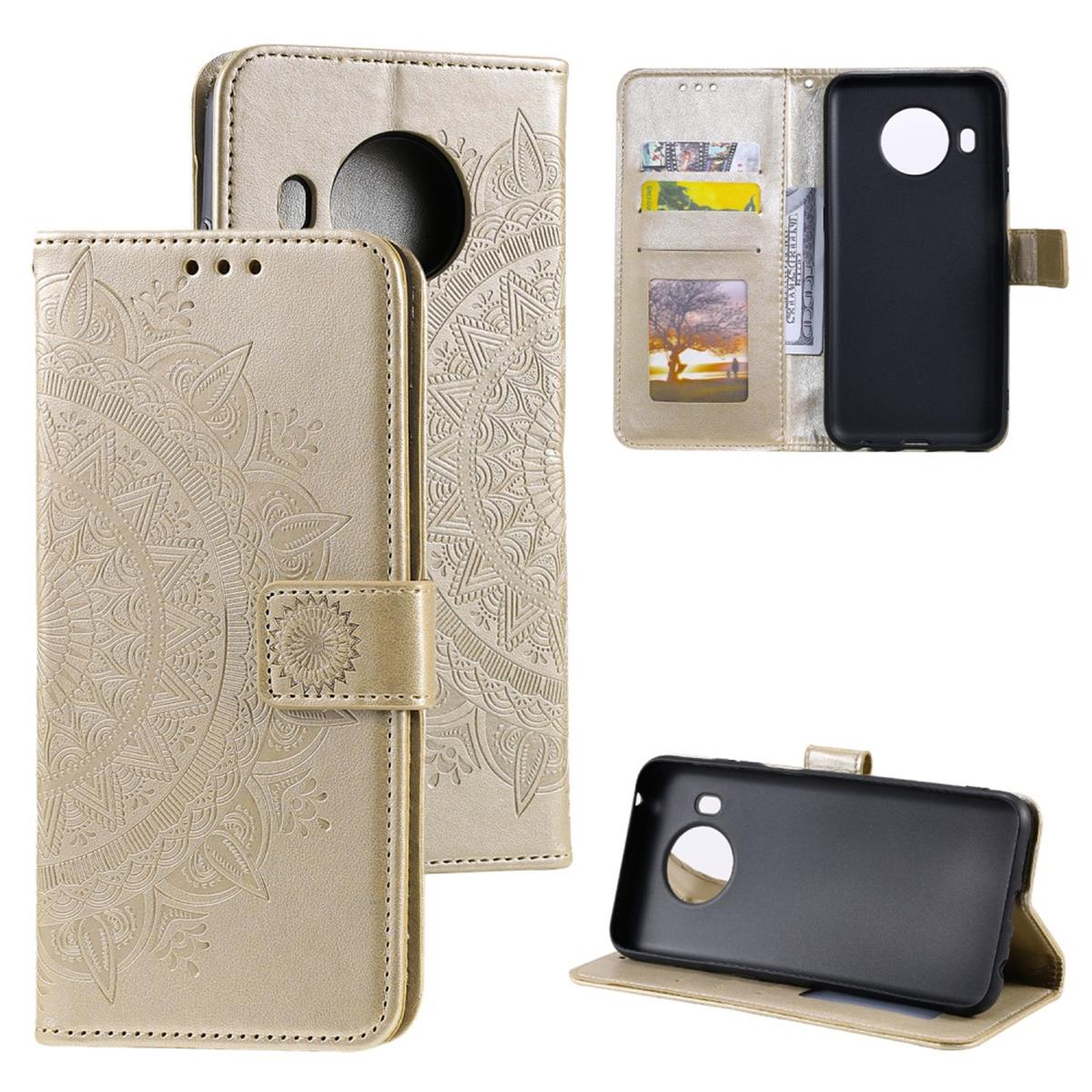 Nokia, Klapphülle Mandala Gold mit COVERKINGZ X10/X20, Bookcover, Muster,