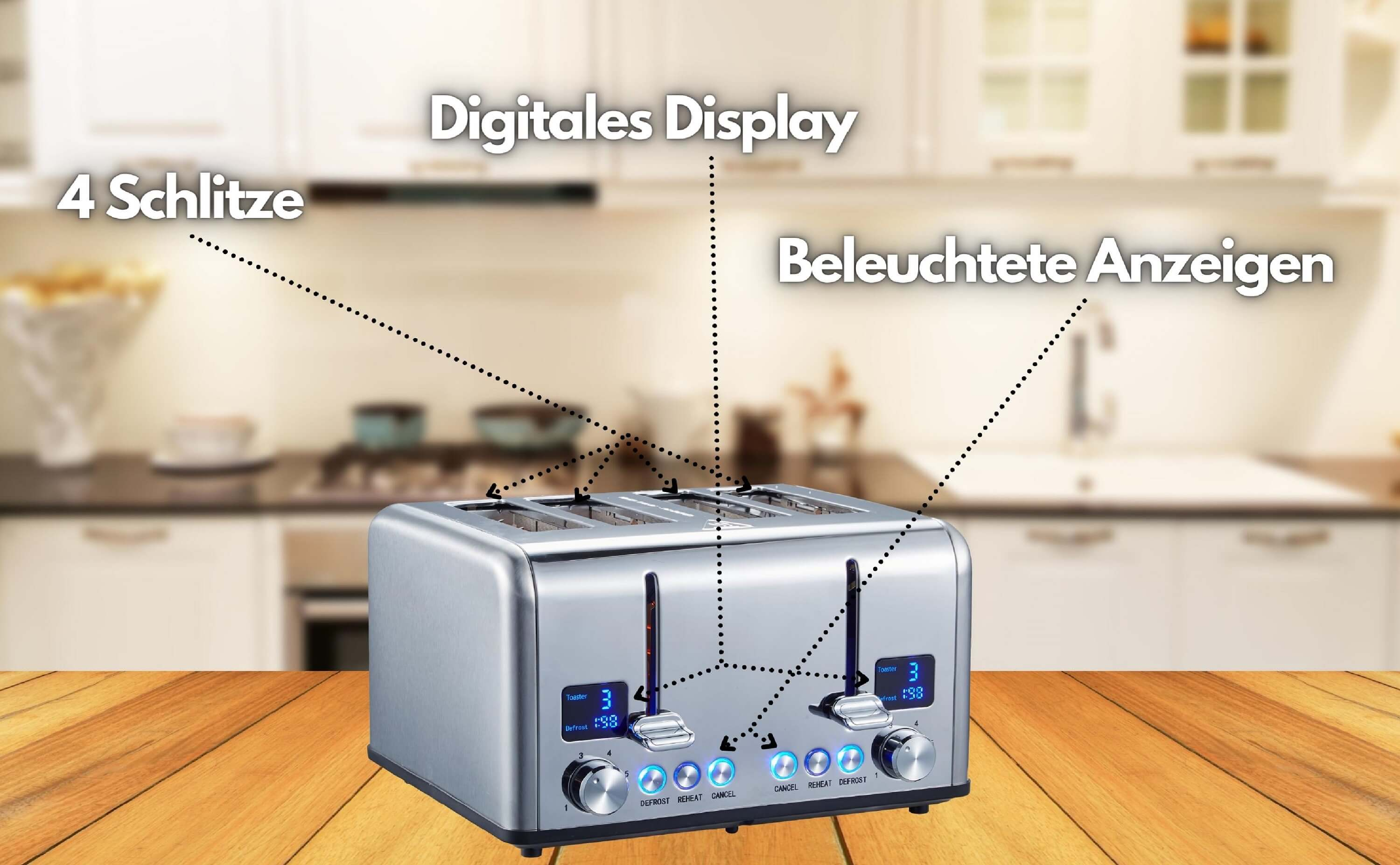 Toaster Schlitze: 4) Watt, Edelstahl SB-2080 (1630 STEINBORG