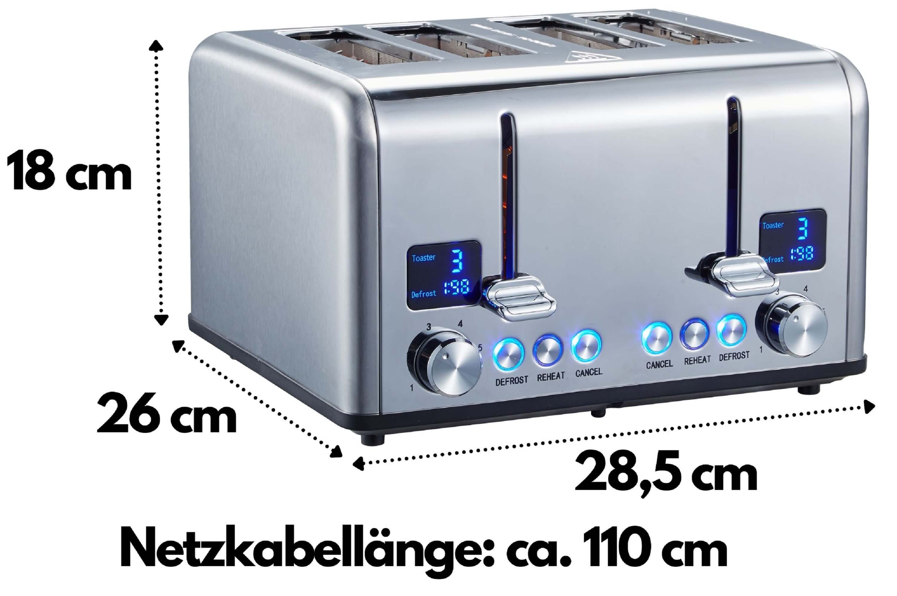 Schlitze: Watt, Edelstahl STEINBORG (1630 Toaster SB-2080 4)