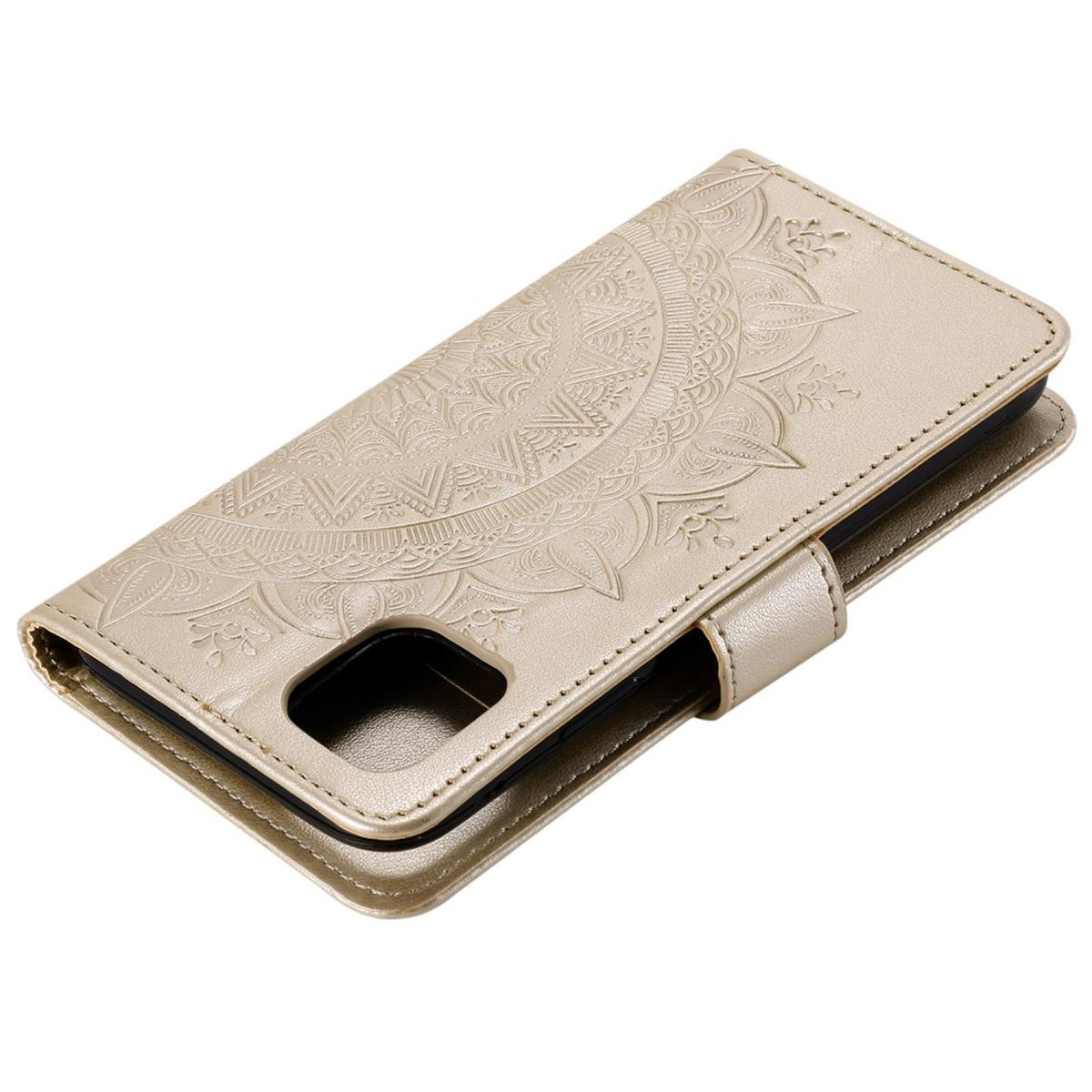 iPhone Bookcover, Apple, Gold COVERKINGZ Klapphülle 11, Muster, Mandala mit
