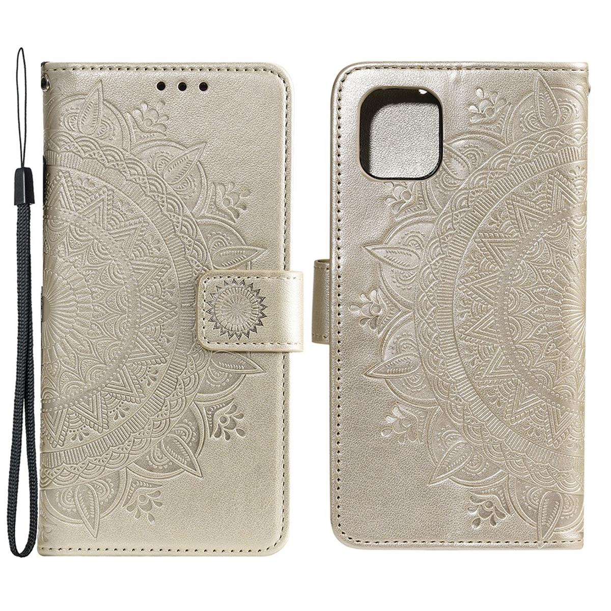 COVERKINGZ 13 Klapphülle Muster, iPhone mit Bookcover, Mandala Pro, Gold Apple,