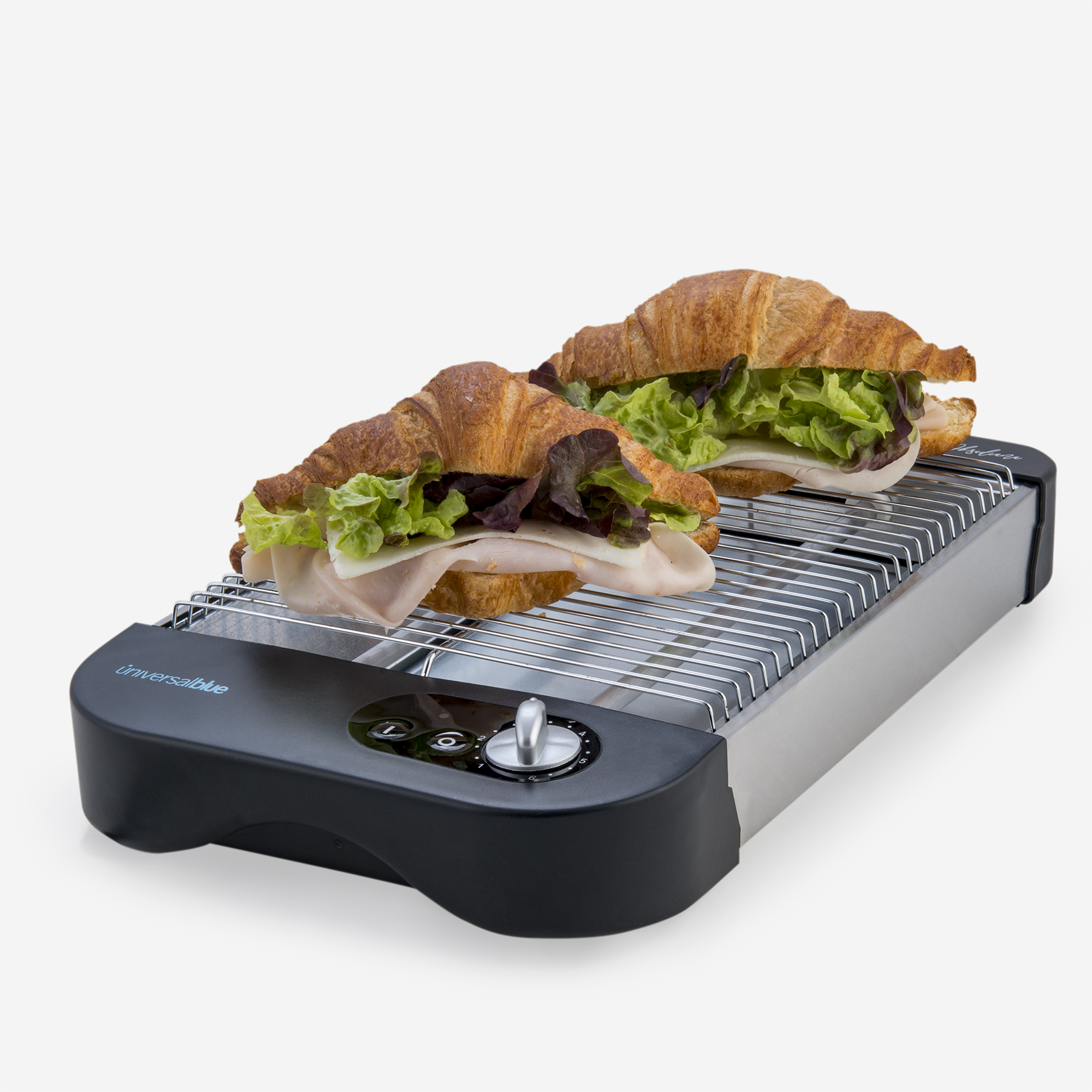 Tostador Plano para Rebanadas de Pan | Tostadora Horizontal 600W Negra INOX - UOTP600-19 UNIVERSALBLUE, Negro