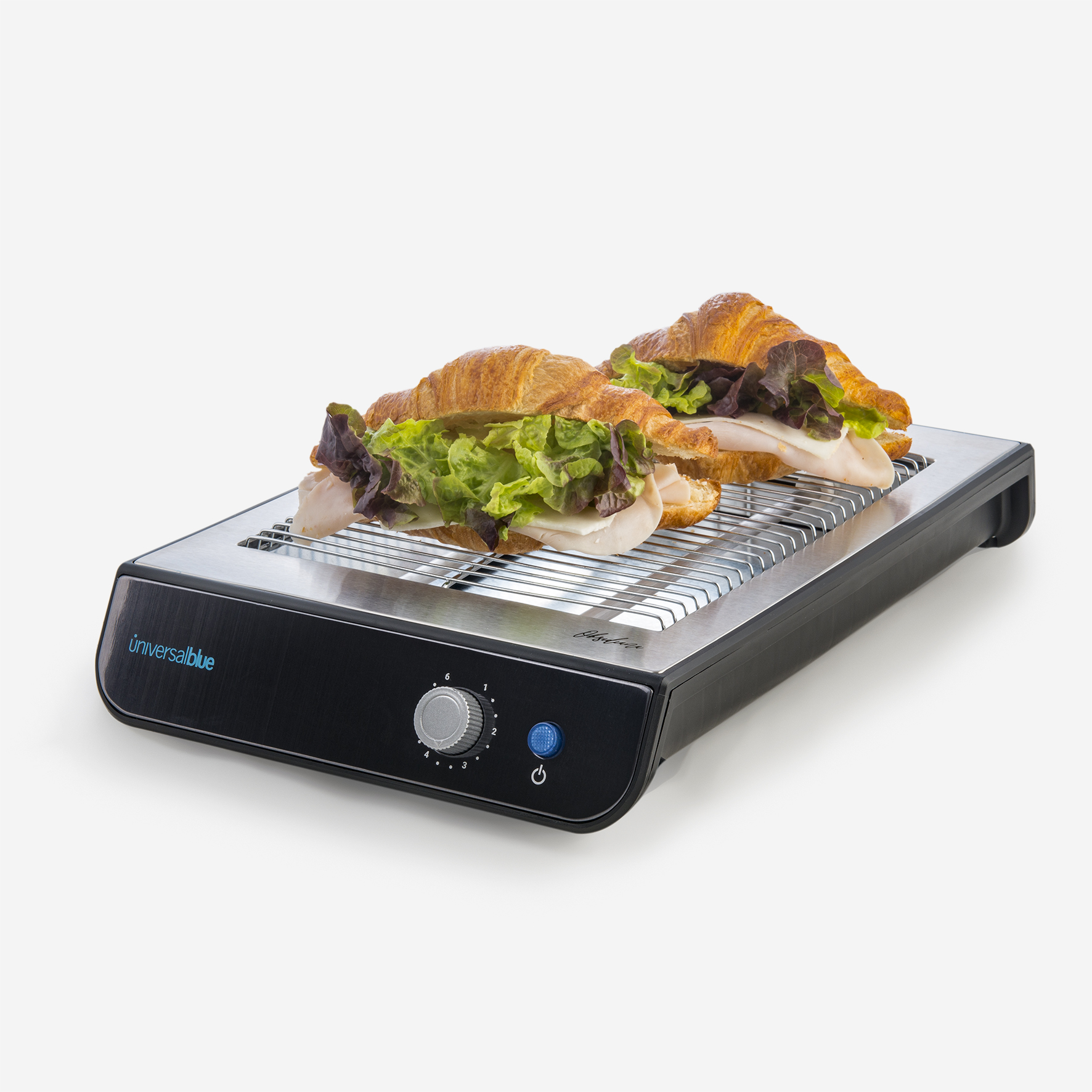 Tostador Plano Plus para Rebanadas de Pan | Tostadora Horizontal 600W Negra INOX - UOTPPLUS600-19 UNIVERSALBLUE, Negro
