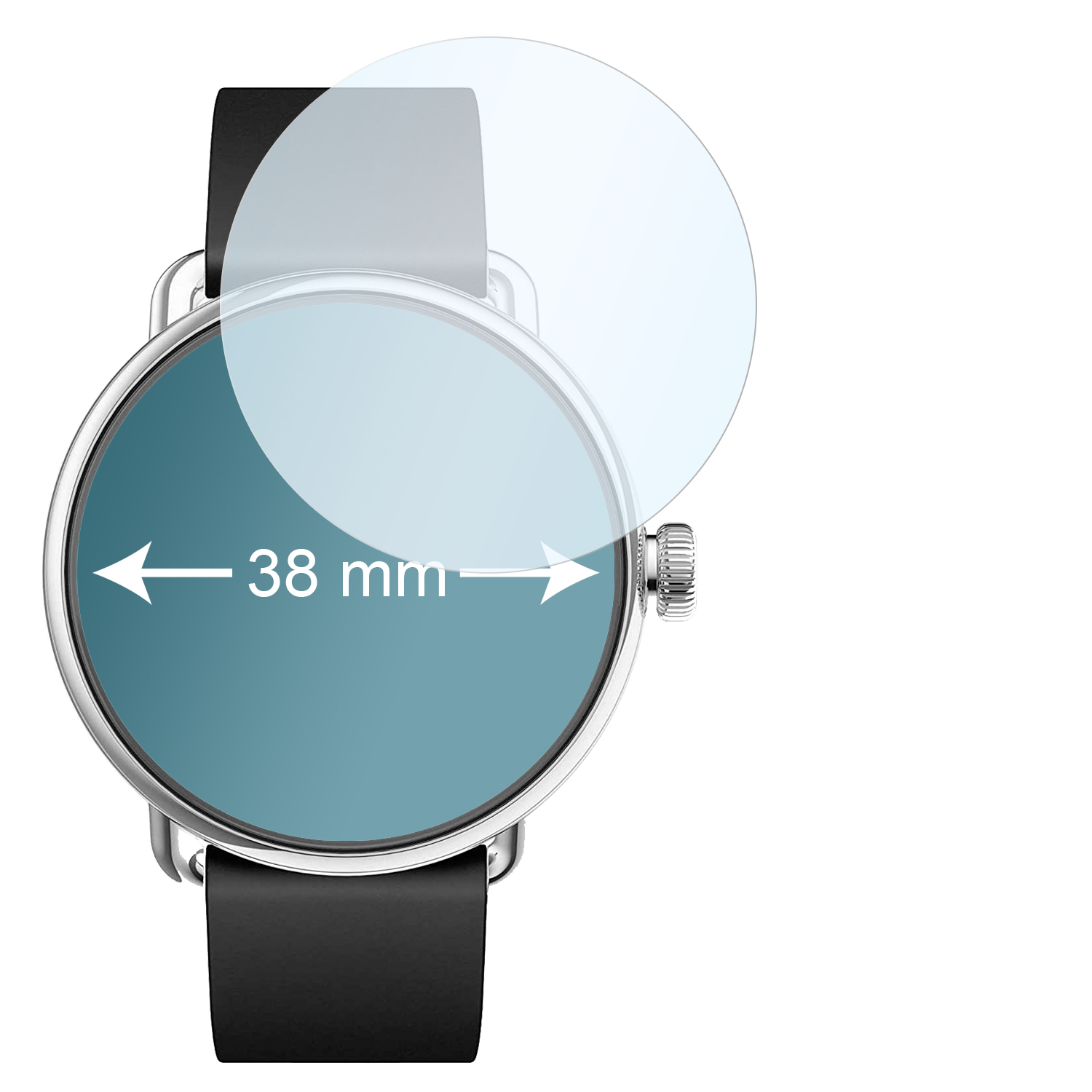 SLABO 2 x Shockproof Armbanduhr | Smartwatch Durchmesser: Kreisrund, Ø 38 mm) Displayschutz(für Panzerschutzfolie
