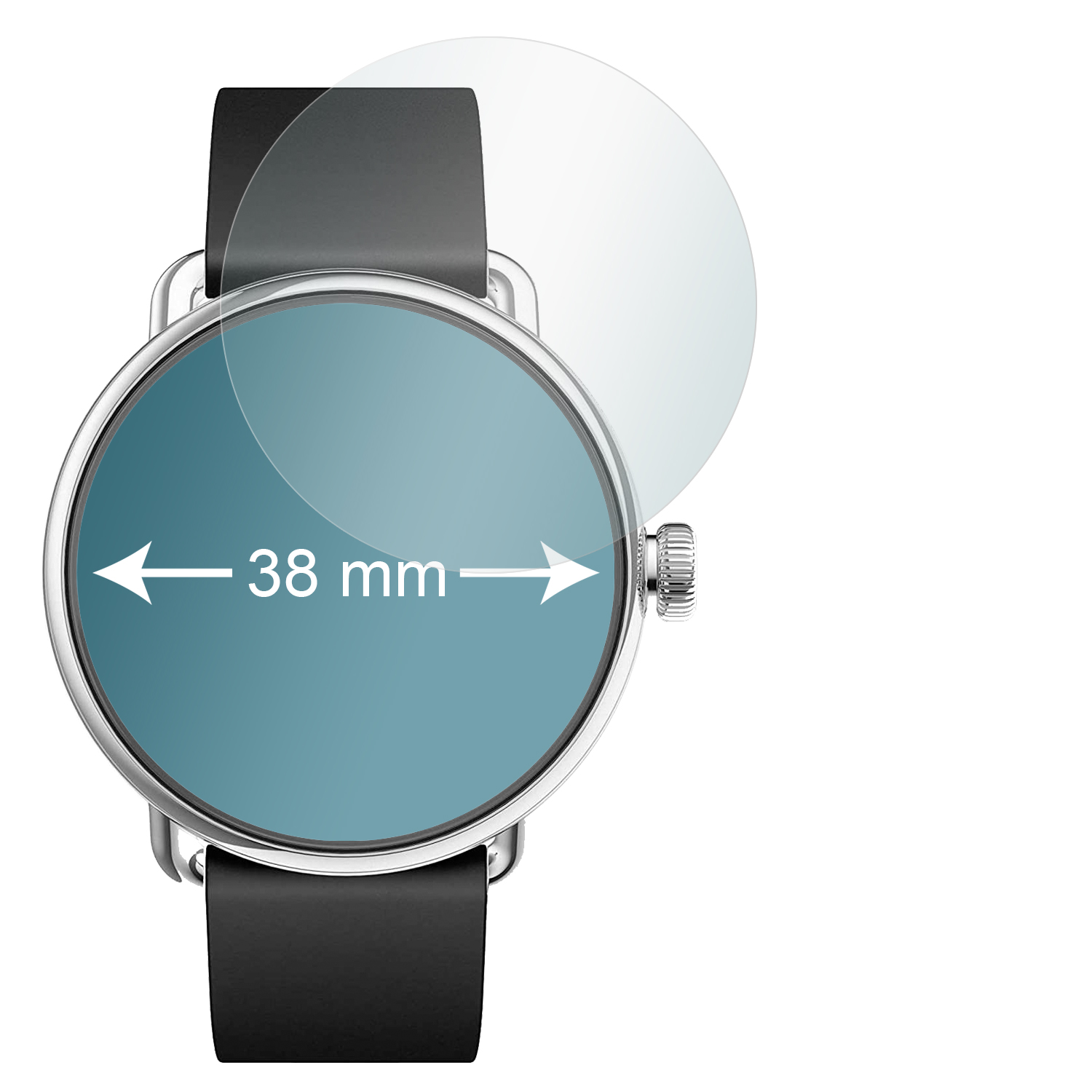 Durchmesser: Crystal Smartwatch Displayschutz(für 38 Displayschutzfolie Kreisrund, x 4 Ø | Clear mm) Armbanduhr SLABO