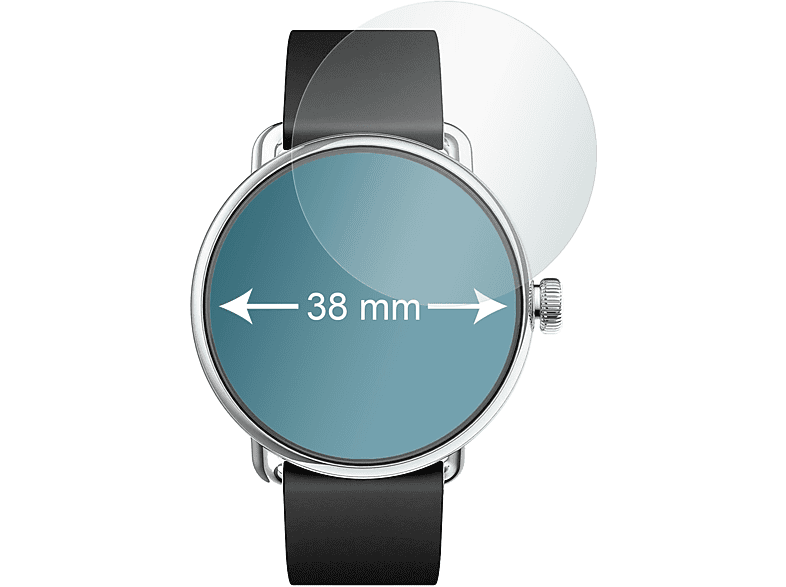 SLABO Crystal | Armbanduhr Kreisrund, Displayschutz(für 4 mm) Smartwatch Clear x Displayschutzfolie 38 Ø Durchmesser: