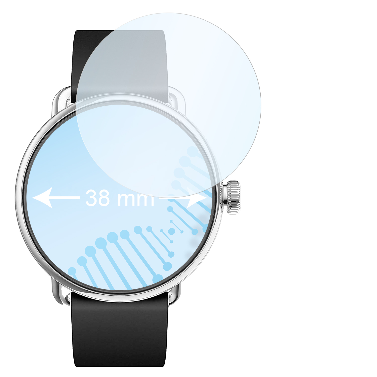 38 mm) Hybridglasfolie Durchmesser: Displayschutz(für flexible Kreisrund, | SLABO Smartwatch antibakterielle Ø Armbanduhr