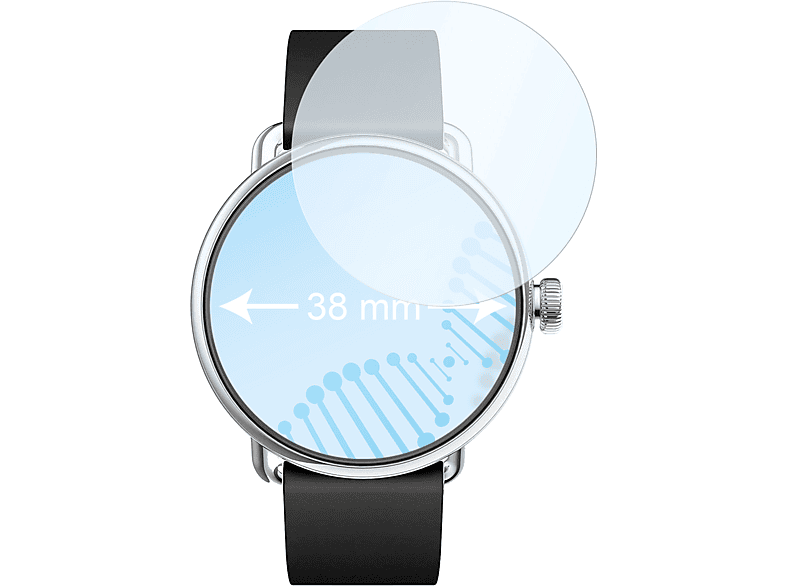 38 mm) Hybridglasfolie Durchmesser: Displayschutz(für flexible Kreisrund, | SLABO Smartwatch antibakterielle Ø Armbanduhr
