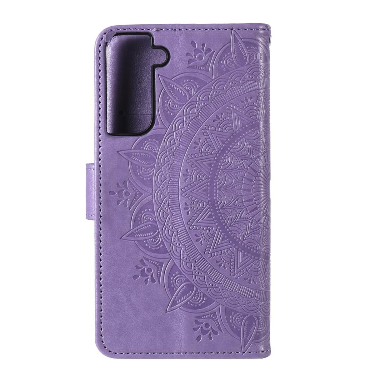 Muster, Samsung, Lila Bookcover, Mandala mit Klapphülle COVERKINGZ S21, Galaxy