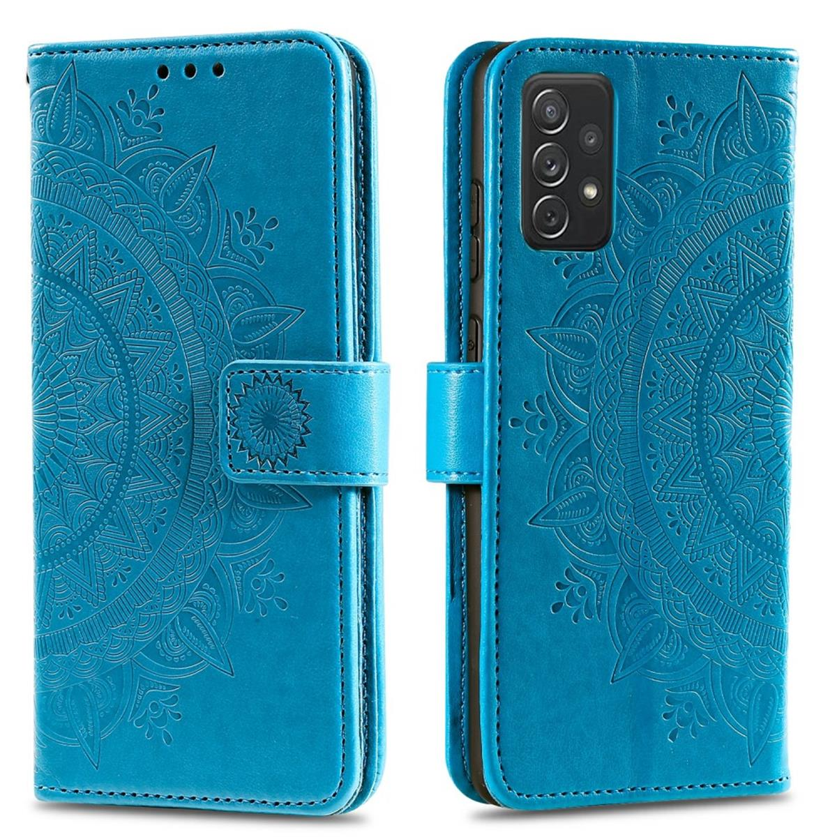 COVERKINGZ Galaxy Mandala Blau Bookcover, Samsung, A72, Klapphülle Muster, mit