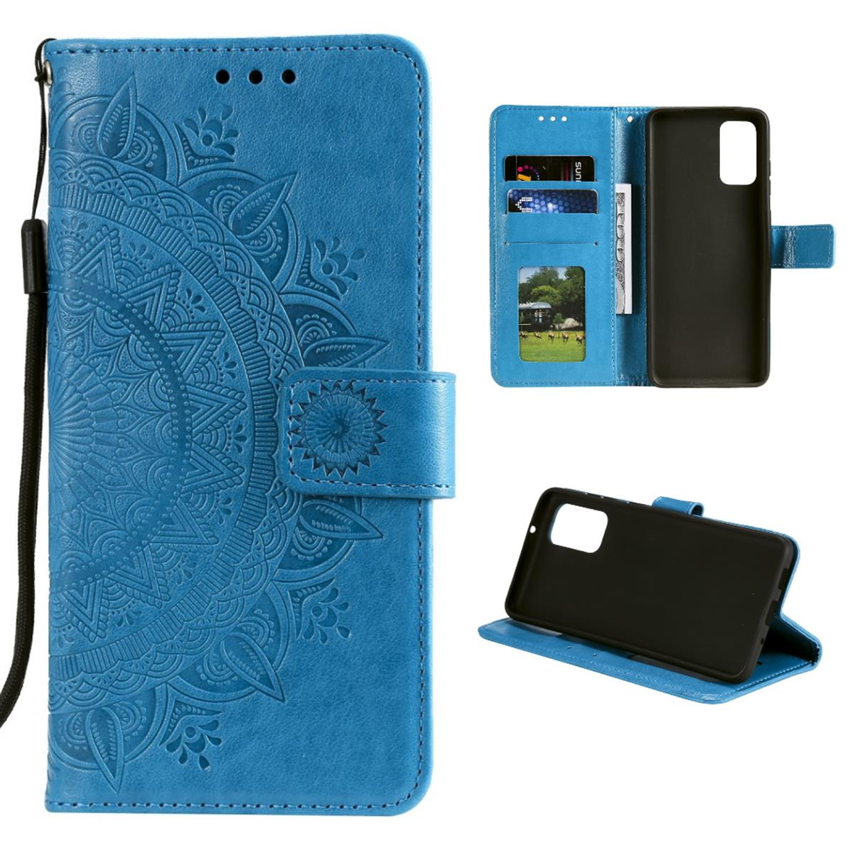 COVERKINGZ Galaxy Mandala Blau Bookcover, Samsung, A72, Klapphülle Muster, mit