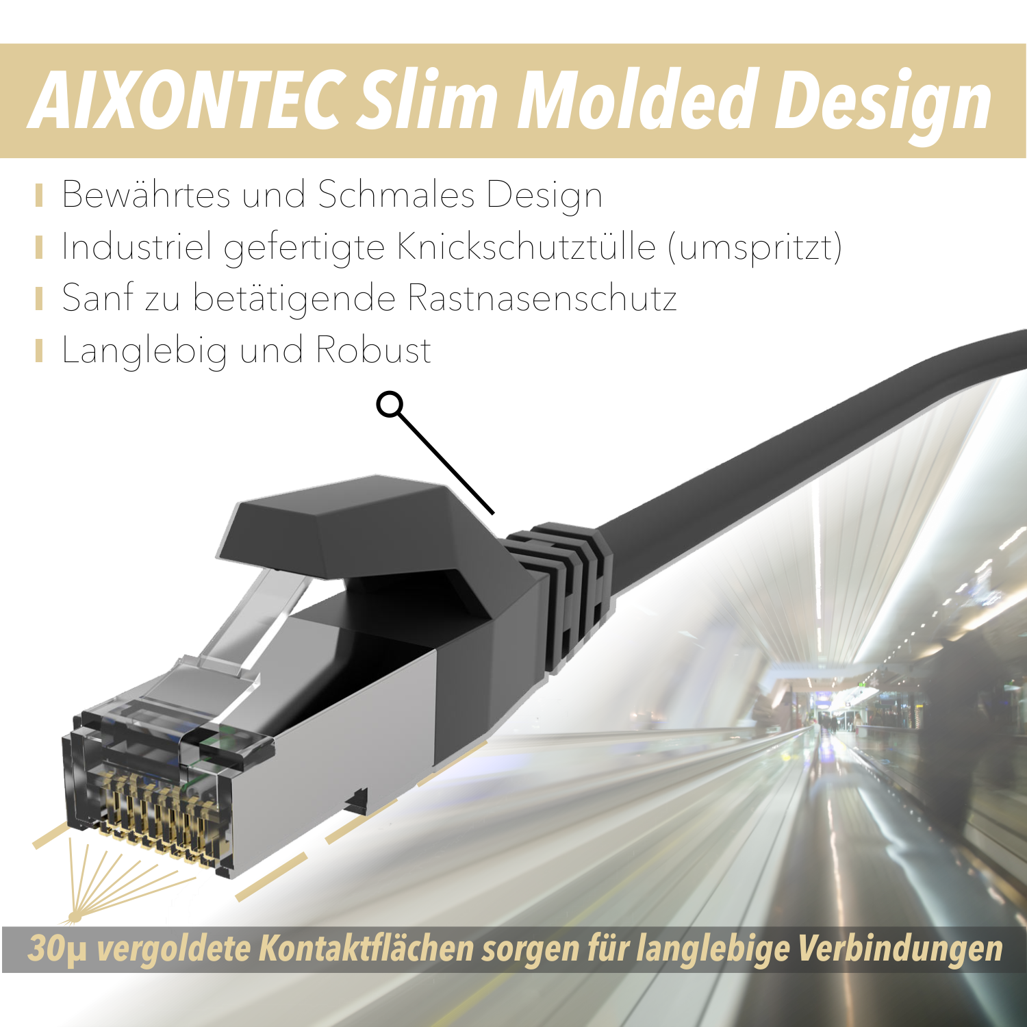AIXONTEC 0,3m Cat.6 RJ45 Patchkabel 0,3 m 10 Gigabit, Netzwerkkabel, Lankabel Ethernetkabel