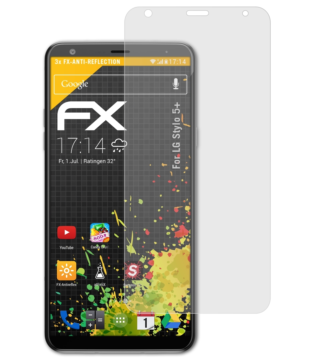 ATFOLIX 3x FX-Antireflex Displayschutz(für LG Stylo 5+)
