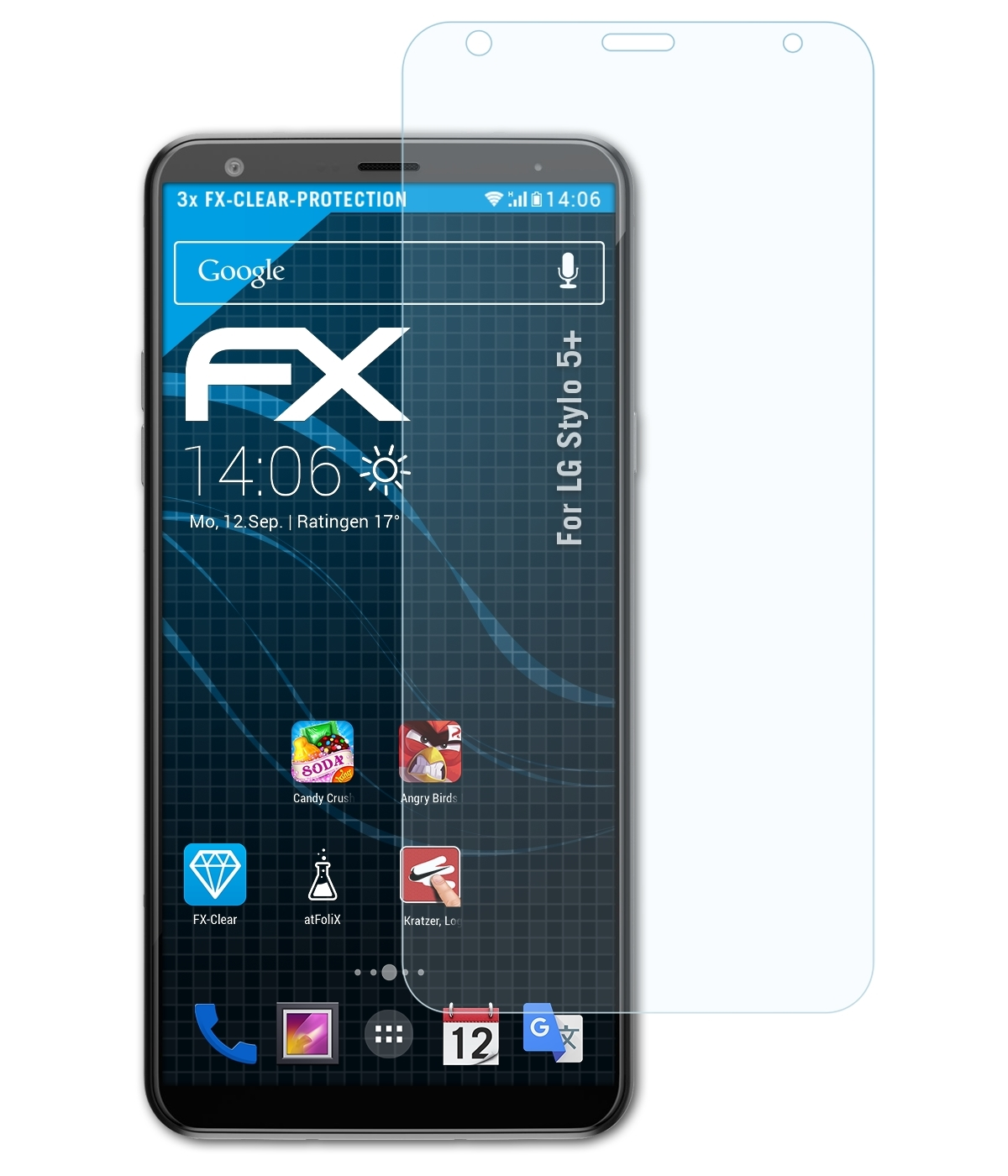 ATFOLIX 3x LG Displayschutz(für 5+) FX-Clear Stylo