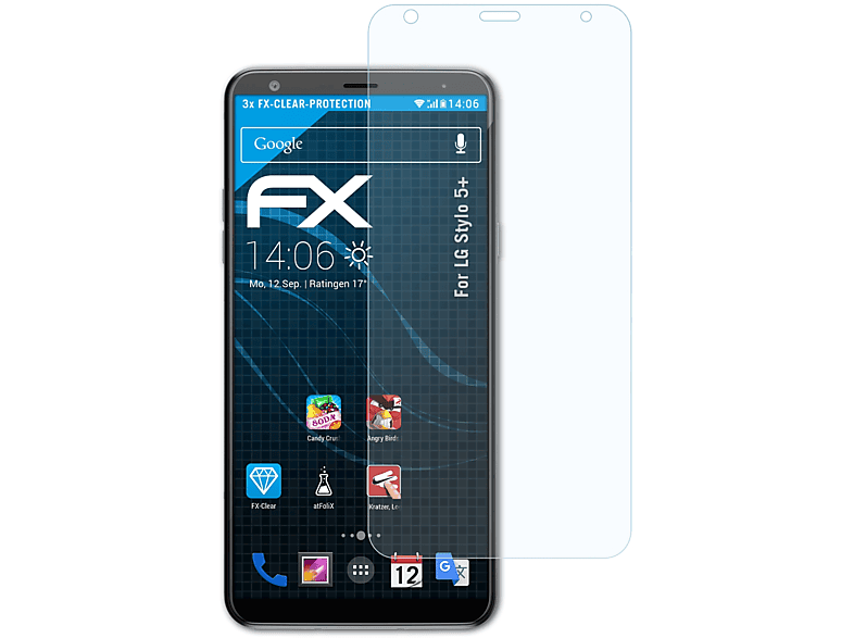 ATFOLIX 3x FX-Clear Displayschutz(für LG Stylo 5+)