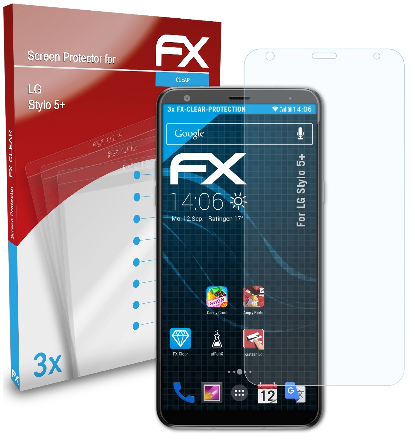 ATFOLIX 3x LG Displayschutz(für 5+) FX-Clear Stylo