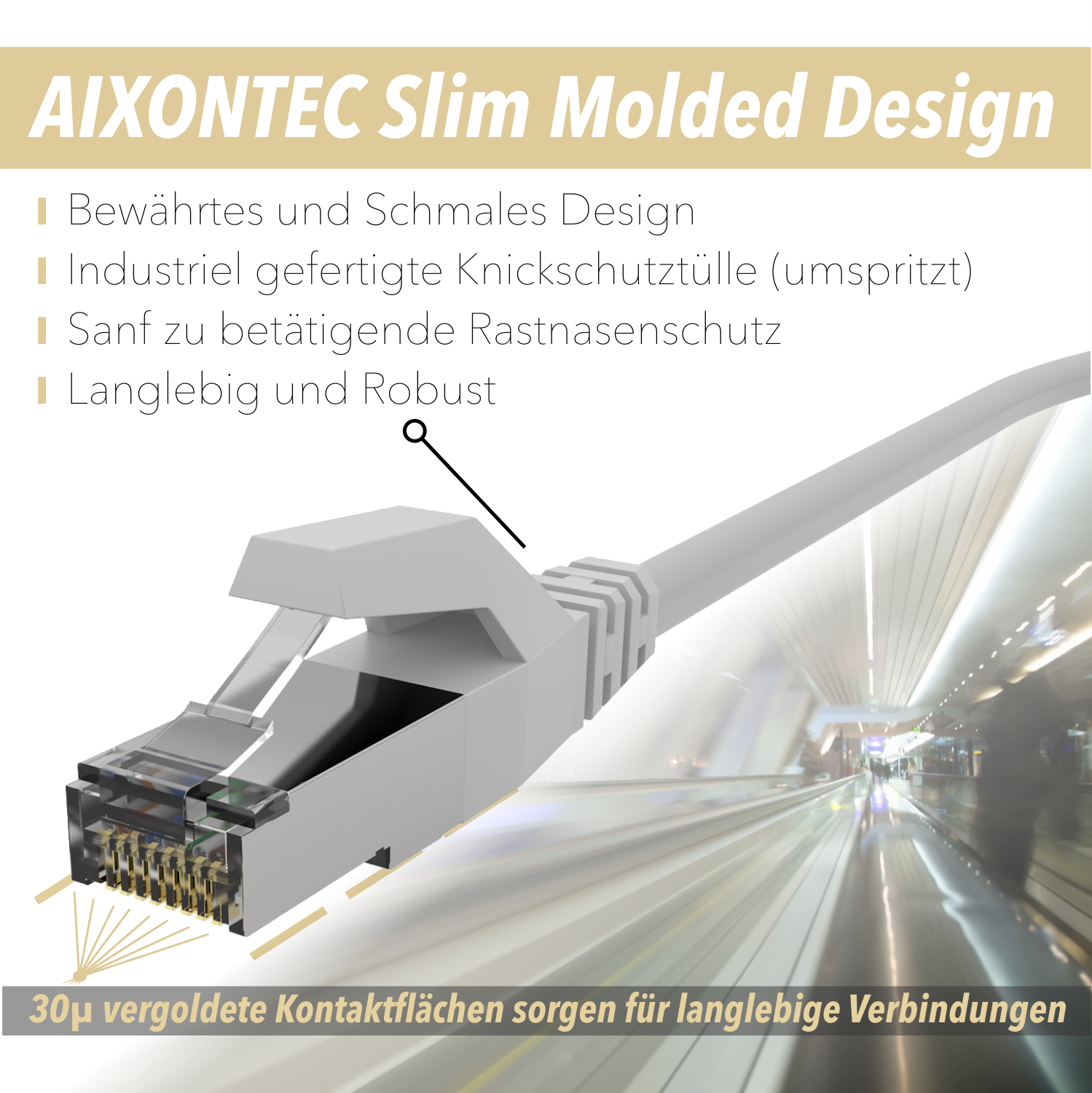 AIXONTEC 2x 1,0m Lankabel 10 Gigabit, Netzwerkkabel, Patchkabel m 1,0 Ethernetkabel RJ45 Cat.6