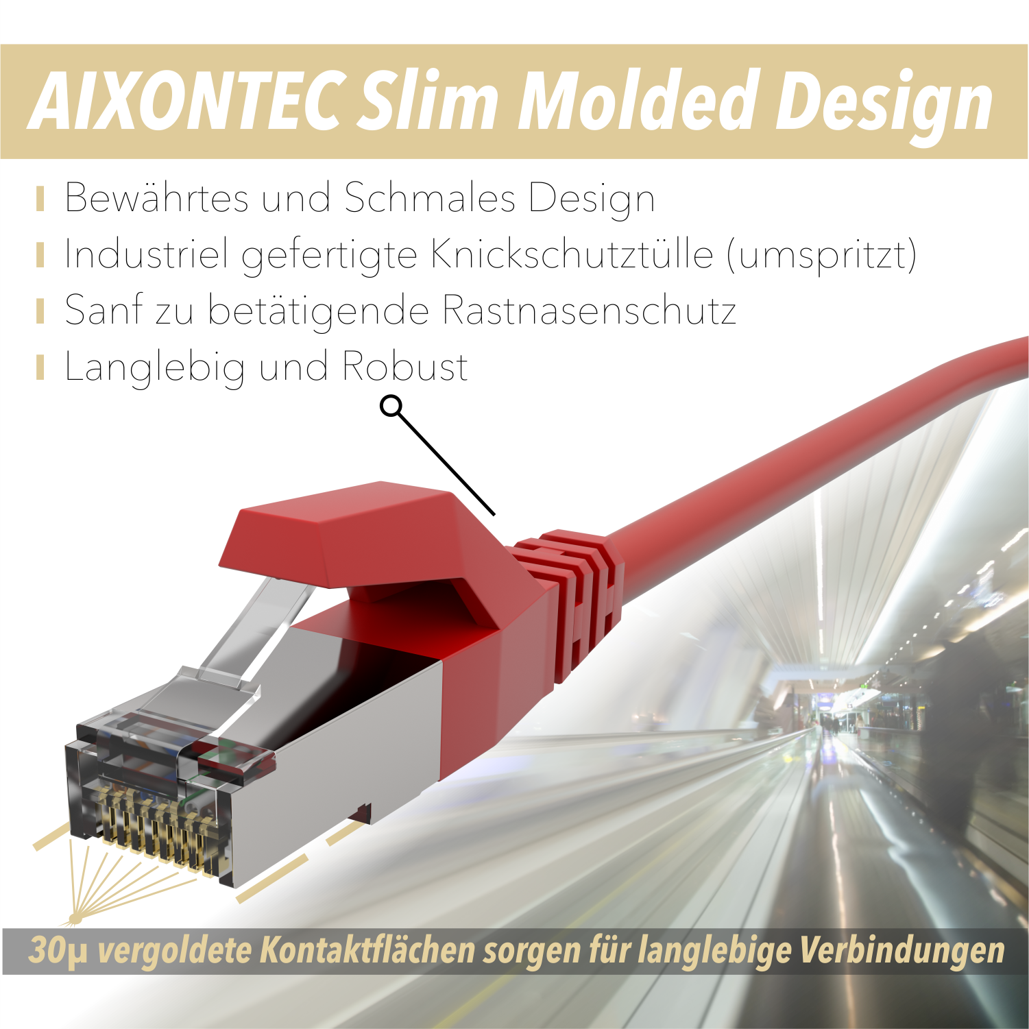 AIXONTEC 0,5m Cat.6 Ethernetkabel RJ45 Lankabel Patchkabel 0,5 m Gigabit, 10 Netzwerkkabel