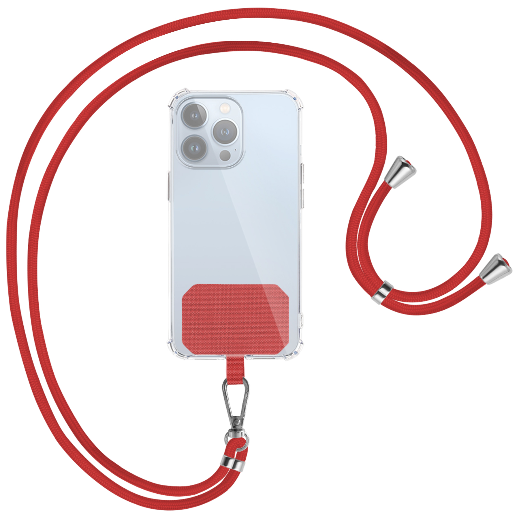 MTB MORE ENERGY Handyketten-Kit Umhängetasche, Universal, Silber / Universal, Smartphone-Hüllen, viele für Rot