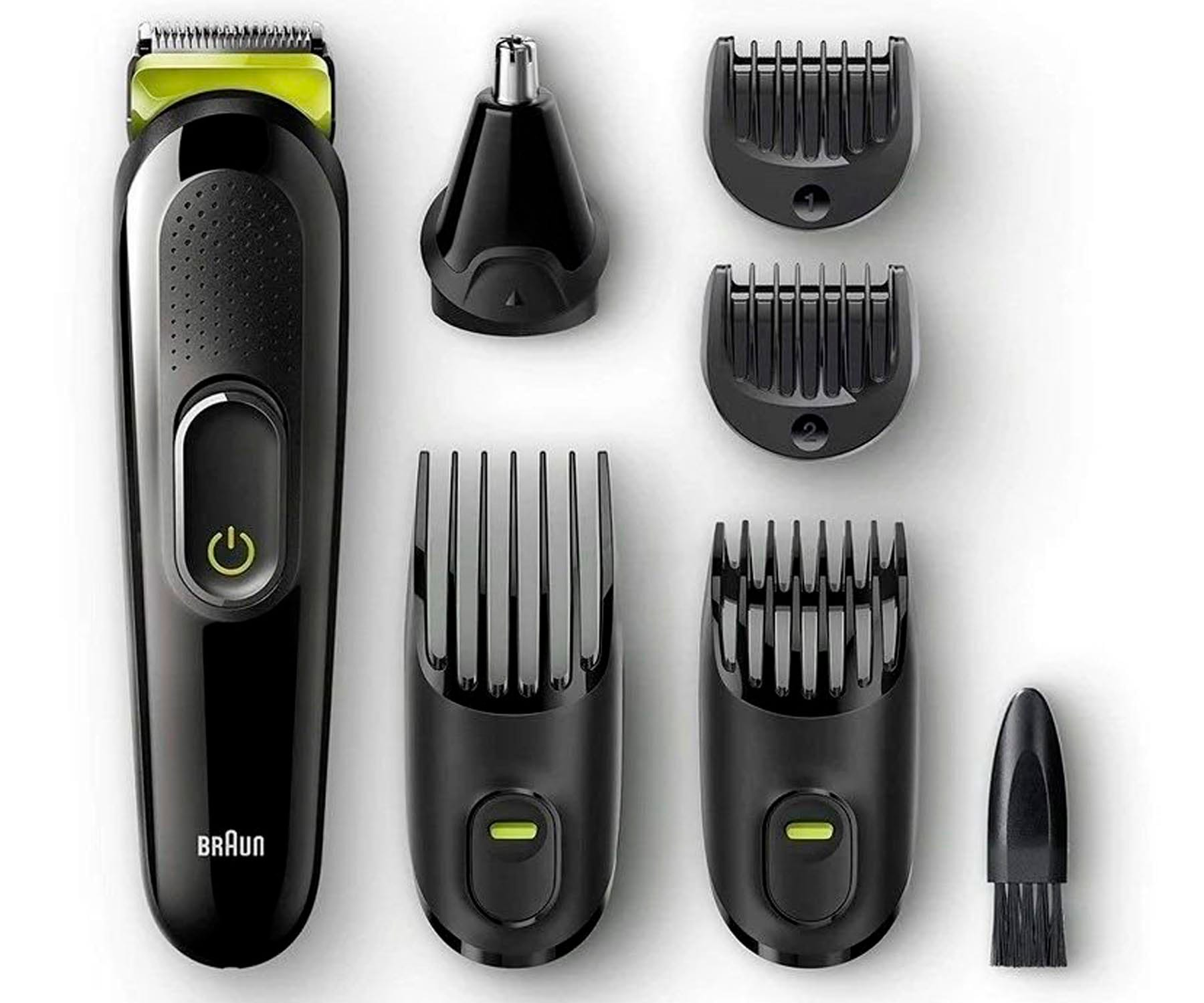 Recortadora de barba y cuerpo - BRAUN MGK3921 RECORTADORA DE BARBA Y CUERPO DE MÁXIMA PRECISIÓN KIT 5 ACCESORIOS BRAUN, NEGRO