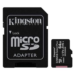 Memoria microSD  - Kingston Tarjeta de memoria microSD XC UHS-I Clase 10 de 64GB 100Mb/s + adaptador KINGSTON