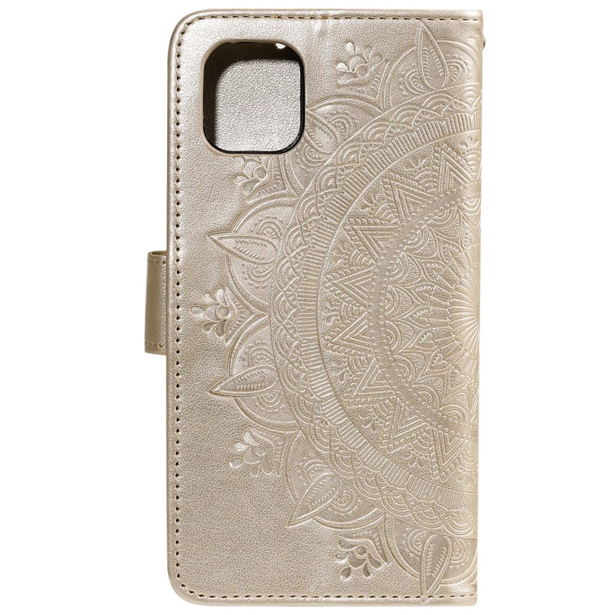 COVERKINGZ Klapphülle 11 Bookcover, iPhone Apple, mit Gold Muster, Pro, Mandala