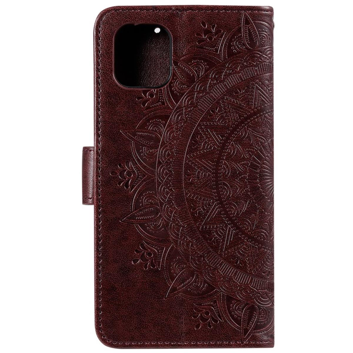 Klapphülle 11 COVERKINGZ Braun Apple, mit Bookcover, iPhone Mandala Muster, Pro,