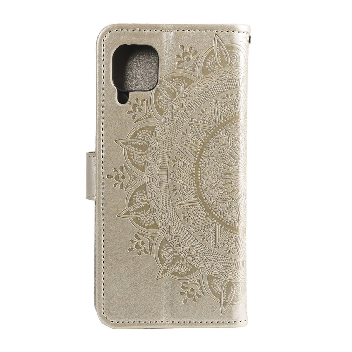 Klapphülle 4G, Gold Samsung, A22 Bookcover, Muster, Mandala Galaxy COVERKINGZ mit